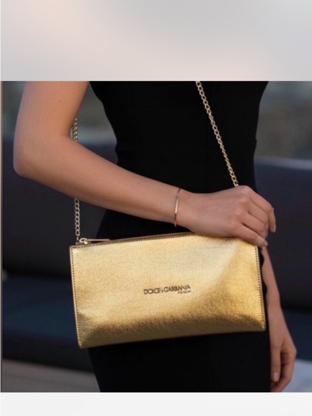 Dolce & Gabbana Metallic Gold Chain Wristlet Clutch